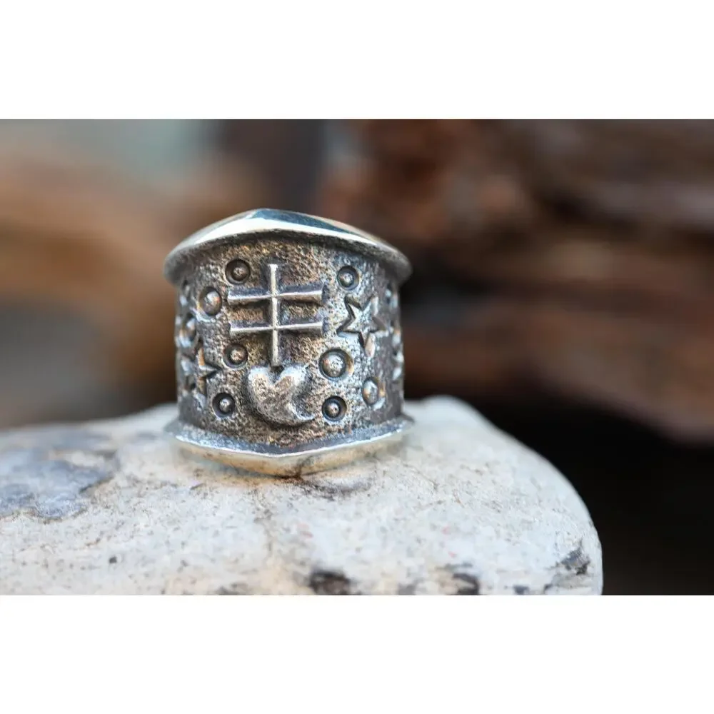 Kevin Yazzie Navajo | Tufa Cast Pueblo Cross Ring Size 8 | Native American